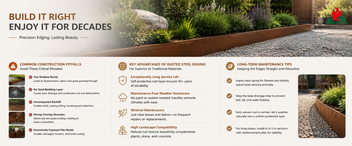 weathering steel garden edging